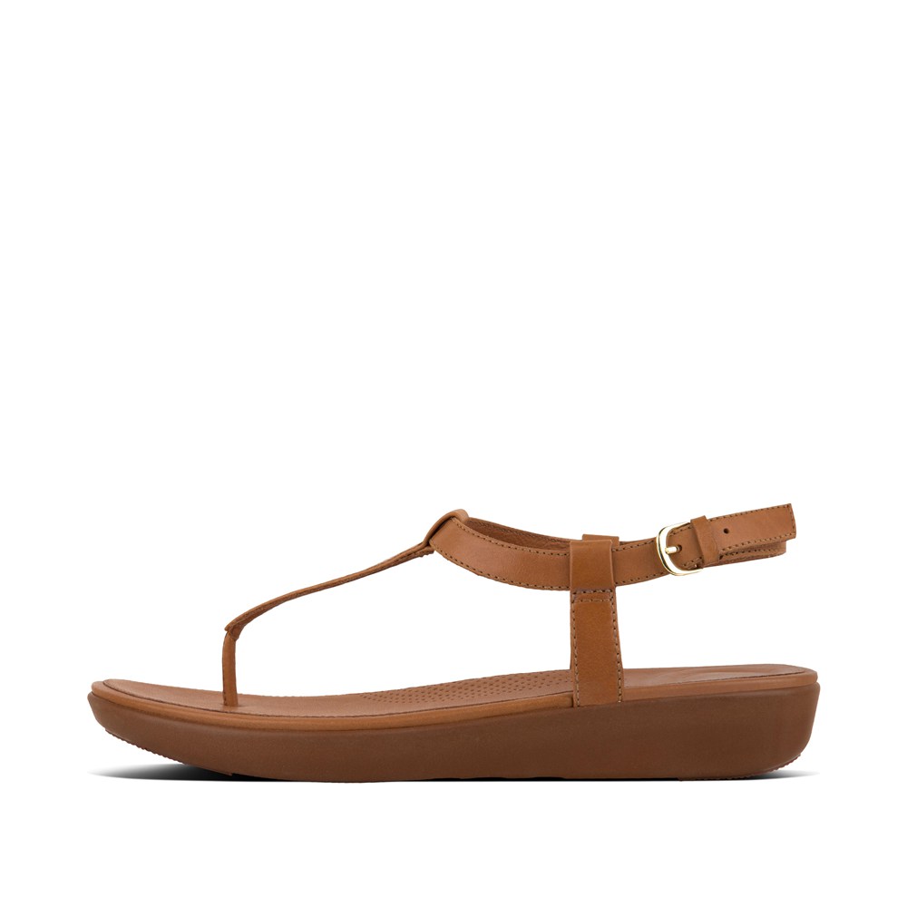 Fitflop Womens Sandals Brown - Tia Leather - 87NTWGFEQ